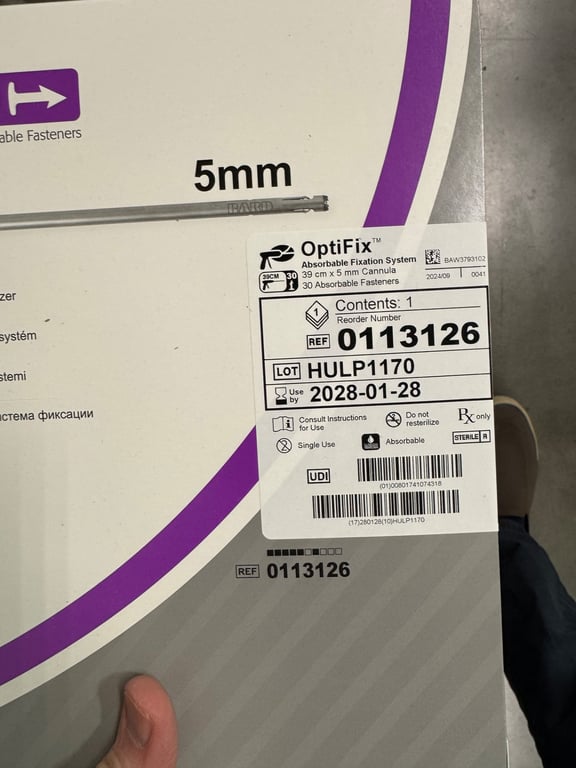 0113126 - OptiFix Absorbable Fixation System, 39 cm length, 5 mm diameter, 30 Fasteners