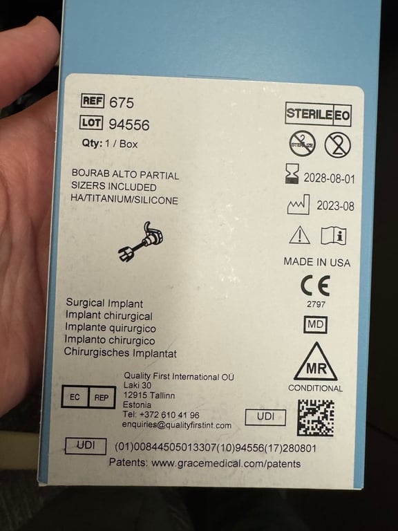675 - BOJRAB ALTO PARTIAL SIZERS INCLUDED HA/TITANIUM/SILICONE