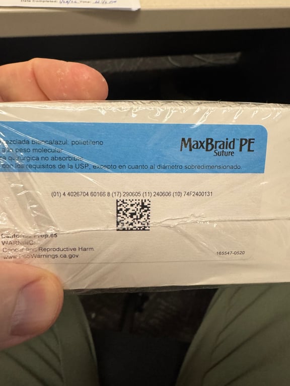 900334 - White/Blue Co-braid Polyethylene Size 2 38" HC-5 Needle Biomet