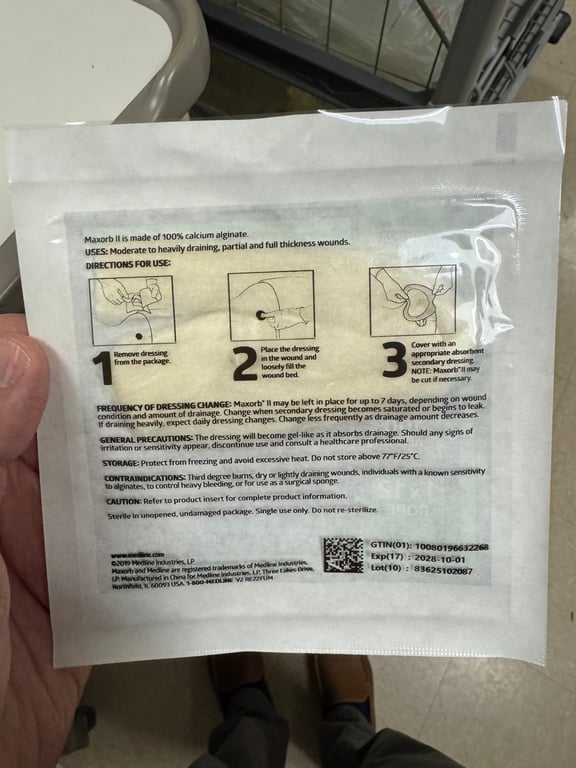 MSC7312EP - DRESSING,ALGINATE,ROPE,MAXORB II,1"X12"