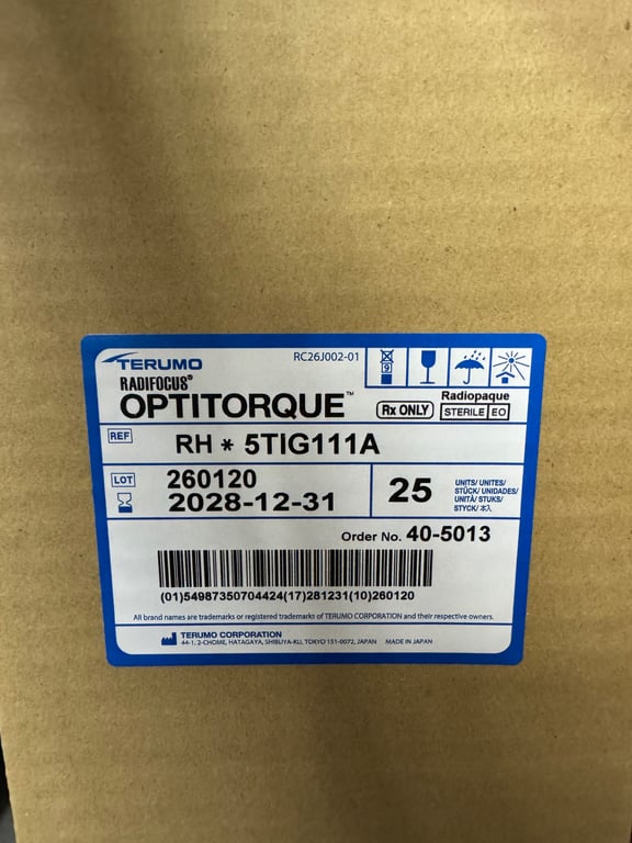 RH*5TIG111A - RADIFOCUS OPTITORQUE Angiographic Catheter