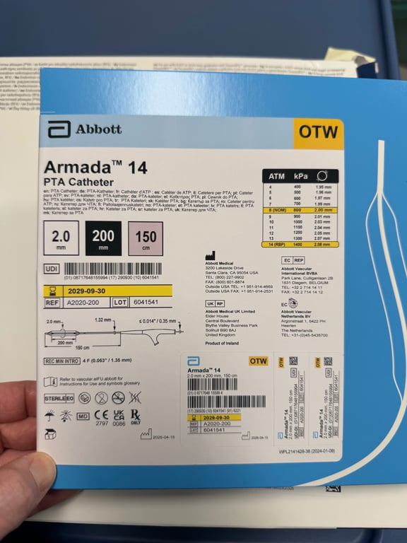 A2020-200 - Armada 14 PTA Catheter 2.0 mm x 200 mm x 150 cm / Over-The-Wire