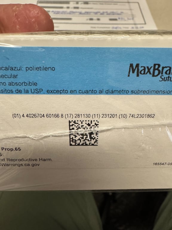900334 - White/Blue Co-braid Polyethylene Size 2 38" HC-5 Needle Biomet