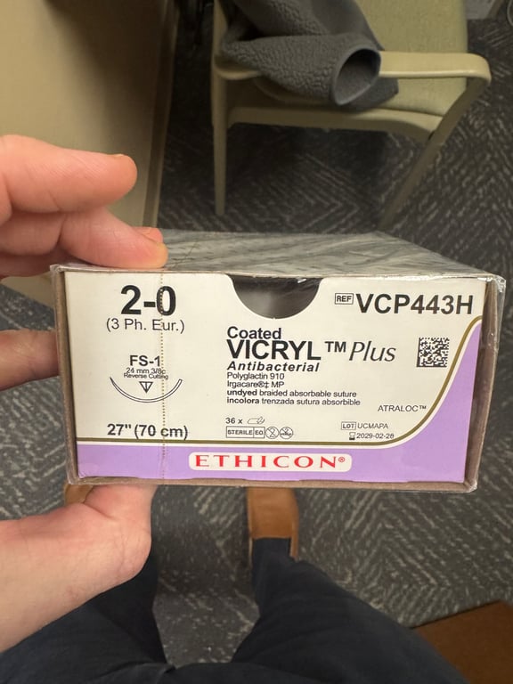 VCP443H - VICRYL Plus Antibacterial Polyglactin 910 Suture, 2-0, FS-1, 24mm 3/8c Reverse Cutting, 27" (70cm), Coated, Undyed Braided Absorbable