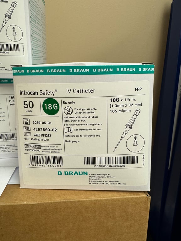 4252560-02 - Introcan Safety IV Catheter 18G x 1¼ in. (1.3mm x 32mm)