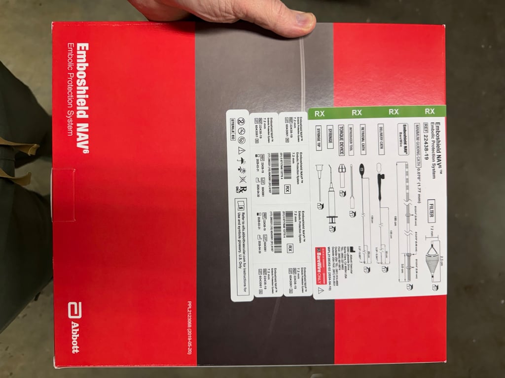 22438-19 - Emboshield NAV6 Embolic Protection System 7.2 mm x 190 cm TEST ITEM NOT FOR SALE
