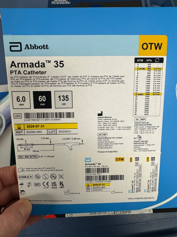 B2060-060 - Armada 35 PTA Catheter 6 mm x 60 mm x 135 cm / Over-The-Wire